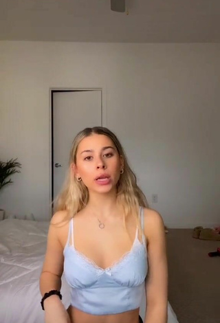 4. Sexy Emily Alexander Shows Cleavage in Blue Crop Top