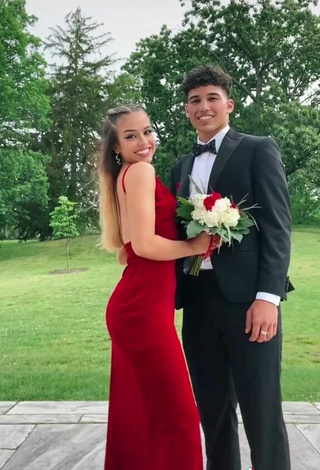 6. Sexy Grace Bressner Shows Cleavage in Red Dress