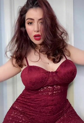 Sexy Jane Rocci Shows Cleavage in Red Bodysuit