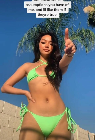 6. Cute Kailey Amora Shows Cleavage in Light Green Bikini