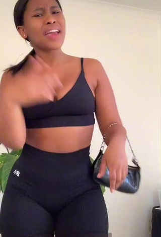 Pretty Lluvia Faye Shows Cleavage in Black Crop Top and Bouncing Boobs