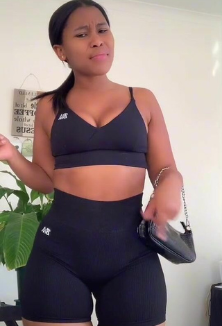 4. Pretty Lluvia Faye Shows Cleavage in Black Crop Top and Bouncing Boobs