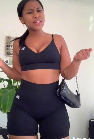 5. Pretty Lluvia Faye Shows Cleavage in Black Crop Top and Bouncing Boobs