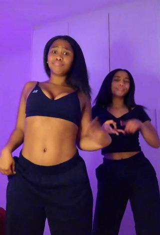 2. Amazing Lluvia Faye Shows Cleavage in Hot Black Crop Top and Bouncing Tits