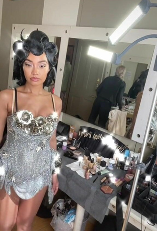 Sexy Leigh-Anne Pinnock Shows Cleavage in Dress