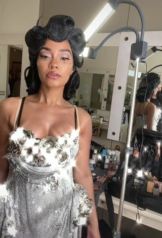 4. Sexy Leigh-Anne Pinnock Shows Cleavage in Dress