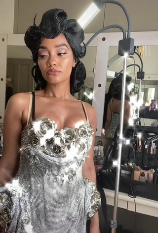 5. Sexy Leigh-Anne Pinnock Shows Cleavage in Dress