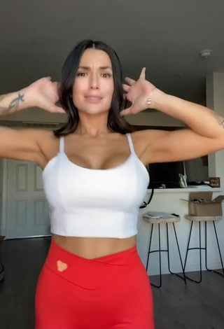 2. Luciana DelMar shows Enticing White Crop Top and Cleavage and Bouncing Boobs