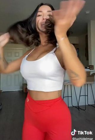 5. Luciana DelMar shows Enticing White Crop Top and Cleavage and Bouncing Boobs