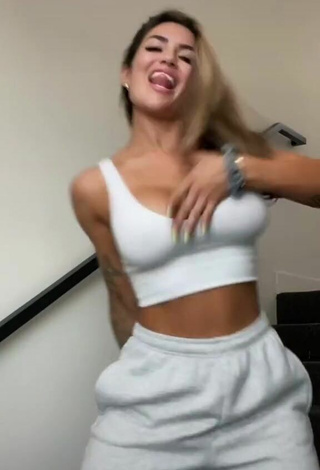 1. Luciana DelMar Shows Cleavage in Seductive White Crop Top and Bouncing Boobs