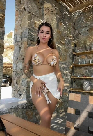 Cute Luciana DelMar Shows Cleavage in Leopard Bikini