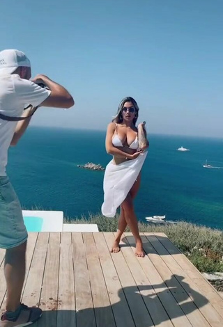 2. Hot Luciana DelMar Shows Cleavage in White Bikini in the Sea