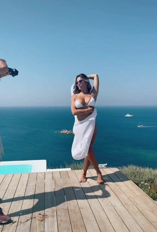 4. Hot Luciana DelMar Shows Cleavage in White Bikini in the Sea