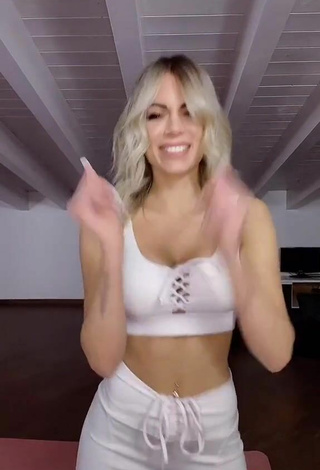 4. Sexy Ludovica Pagani Shows Cleavage in White Crop Top