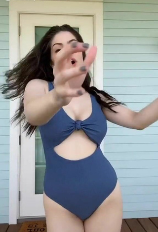 2. Hot Madelyn Shows Cleavage in Blue Bodysuit and Bouncing Boobs
