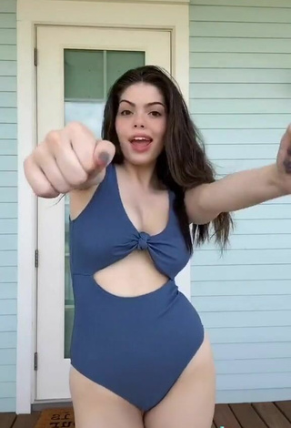 3. Hot Madelyn Shows Cleavage in Blue Bodysuit and Bouncing Boobs