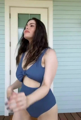 5. Hot Madelyn Shows Cleavage in Blue Bodysuit and Bouncing Boobs
