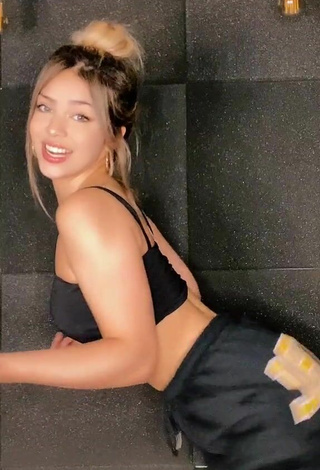 Sexy Melody Shows Cleavage in Black Crop Top