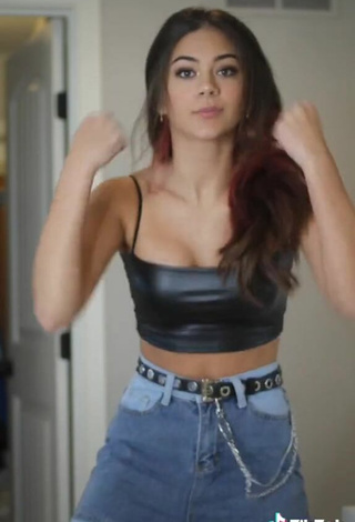 5. Sexy Mia Sweitz Shows Cleavage in Black Crop Top and Bouncing Boobs