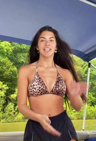 2. Hot Mia Sweitz Shows Cleavage in Leopard Bikini Top