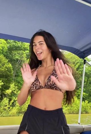 3. Hot Mia Sweitz Shows Cleavage in Leopard Bikini Top