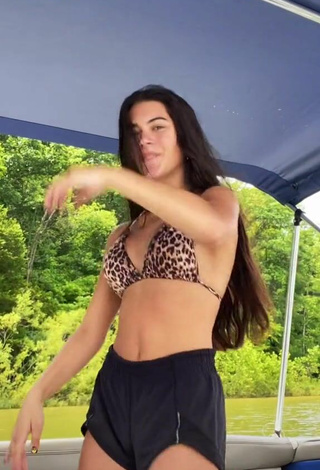 4. Hot Mia Sweitz Shows Cleavage in Leopard Bikini Top