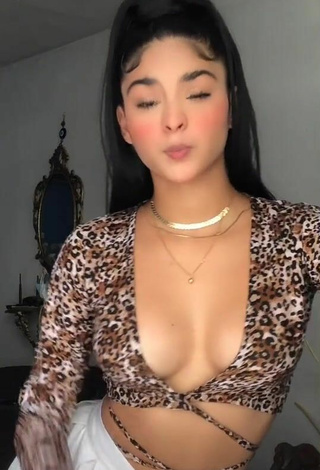 Hot Paola del Castillo Shows Cleavage in Leopard Crop Top