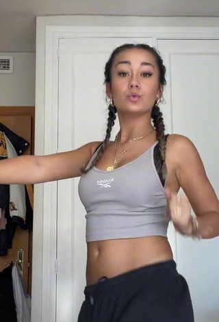 1. Sexy Marina Rivera Shows Cleavage in Grey Crop Top and Bouncing Boobs