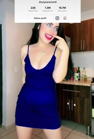 4. Sexy Sara Marti Shows Cleavage in Blue Dress