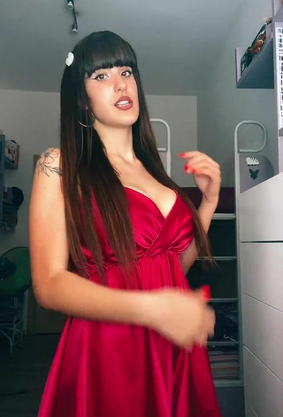 Really Cute Alice Iori Shows Cleavage in Red Dress