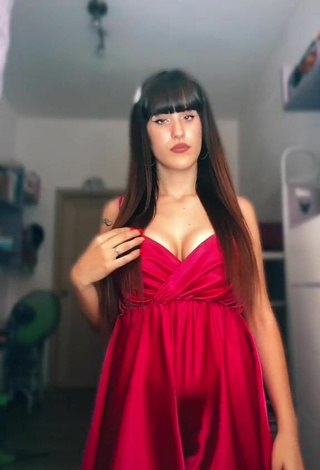 Fine Alice Iori Shows Cleavage in Sweet Red Dress