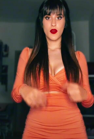 Hot Alice Iori Shows Cleavage in Orange Dress