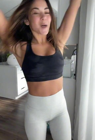 3. Sexy Steph Pappas Shows Cleavage in Black Crop Top