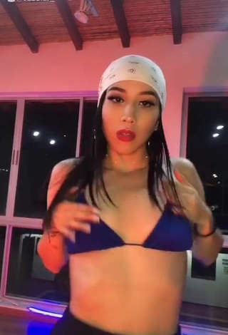 Sexy Val Shows Cleavage in Blue Bikini Top