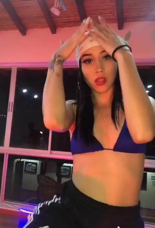 5. Sexy Val Shows Cleavage in Blue Bikini Top