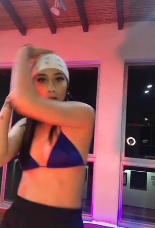 6. Sexy Val Shows Cleavage in Blue Bikini Top