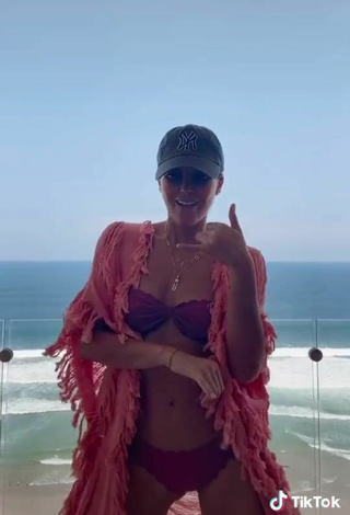 3. Cute Verónica Montes Shows Cleavage in Purple Bikini