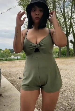 Hot Adelaida Tassoni Shows Cleavage in Green Bodysuit and Bouncing Breasts