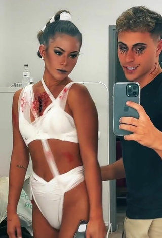 4. Sexy Alba López Shows Cleavage in White Bikini