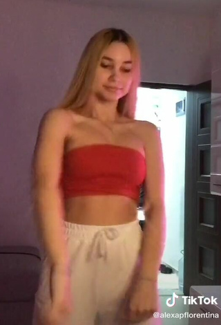 6. Hottie Alexa Shows Cleavage in Red Tube Top