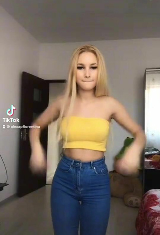 Sexy Alexa in Yellow Tube Top while doing Belly Dance