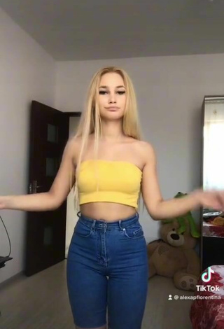 4. Sexy Alexa in Yellow Tube Top while doing Belly Dance