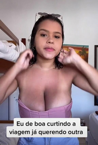 Beautiful Allana Vasconcelos in Sexy Pink Tube Top and Bouncing Boobs