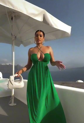 Hot Amra Olevic Shows Cleavage in Green Dress