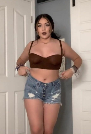 Cute Brissa Murillo Shows Cleavage in Brown Crop Top and Bouncing Boobs