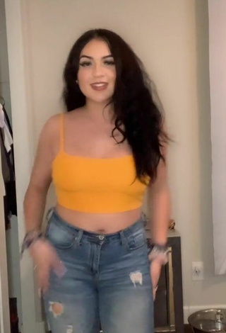 Hot Brissa Murillo Shows Cleavage in Yellow Crop Top and Bouncing Tits