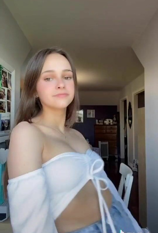 4. Sexy Blackladder Shows Cleavage in White Tube Top and Bouncing Breasts