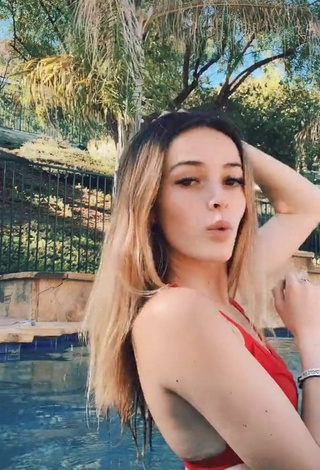 Hot Cailee Kennedy Shows Cleavage in Red Bikini Top at the Pool