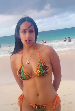4. Hot Camila Mejia Shows Cleavage in Bikini at the Beach