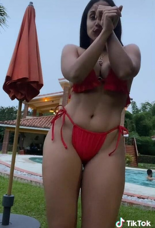 5. Sexy Camila Mejia Shows Cleavage in Red Bikini and Bouncing Boobs